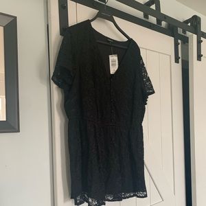 Black lace peplum top